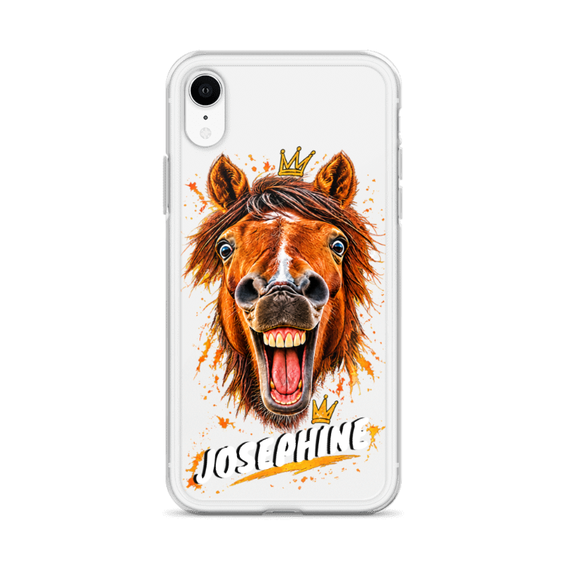 Coque iPhone personnalisable Le Cheval Qui Crie sur fond splash orange