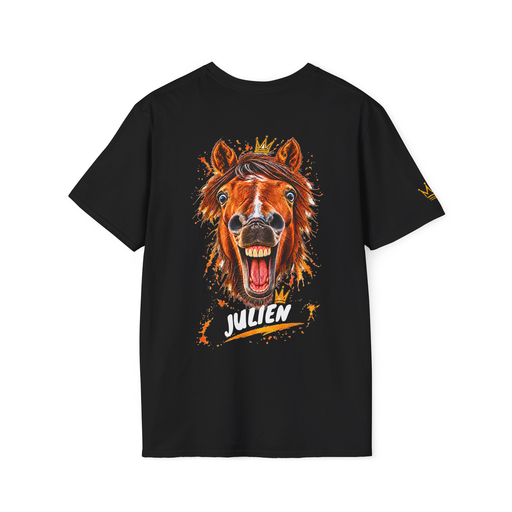T-shirt personnalisé Le Cheval Qui Crie sur fond splash orange