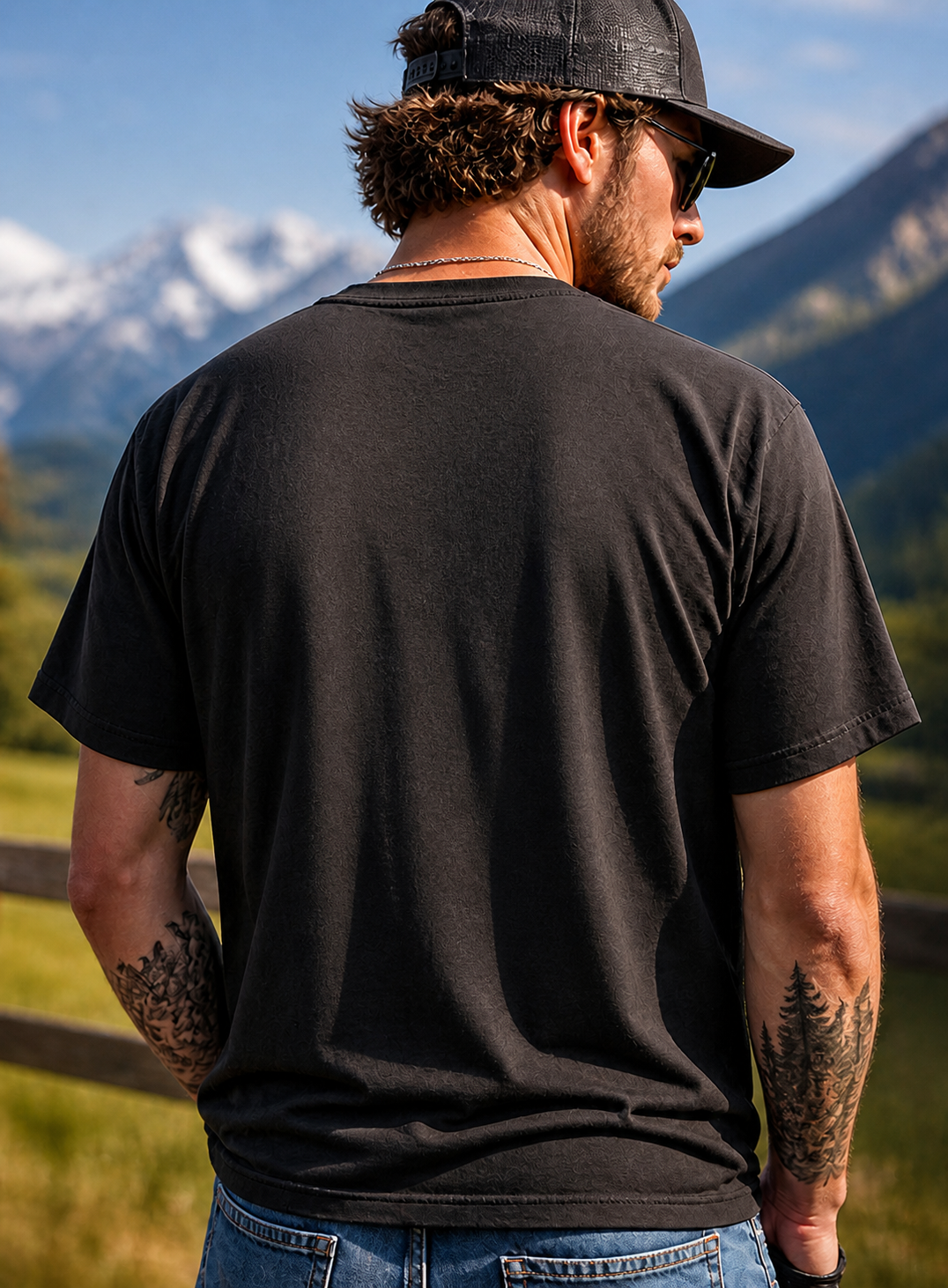 Homme portant le T-shirt noir Le Cheval Qui Crie